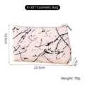 Detail view of pink marble PU makeup bag with dimensions 23.5cm x 12.5cm x 5cm - X-207 Flat Rectangle Cosmetic Bag Light Pink
