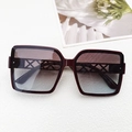 Deep burgundy oversized square sunglasses with gradient lenses and hollowed temple design - Burgundy