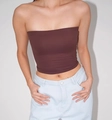 Tight-fitting brown strapless tube top in high-elasticity fabric for women - XS / Brown