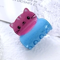 Sparkly pink and blue cat shaped acrylic hair claw clip with colorful glitter finish - Dark Cat