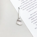 Vintage silver broomstick alloy pendant charm for Halloween DIY jewelry making projects - 9x27mm / Broom