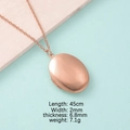 Collier médaillon ovale en or rose acier 316L sur fond de pierre décorative bleue - Collier Ovale Poli Or Rose (20#)