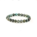 Elastic beaded bracelet with natural African turquoise stones in green and black tones - African Turquoise Style