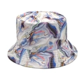 3D tie-dye bucket hat with colorful marble print and reinforced brim stitching for outdoors - M (56-58cm) / 6# Blue Purple Yellow Pink Tie Dye