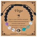 Handmade Virgo zodiac bracelet with blue sandstone and natural beads on card - Virgo-Braided