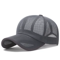 Dark grey breathable full mesh baseball cap with curved brim and adjustable strap for summer - Adjustable / Dark Gray