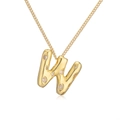 Collana placcata oro con ciondolo a lettera W a palloncino e zirconi da donna - Lettera W
