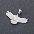 Vintage silver soaring eagle pendant in stainless steel with detailed feather texture - All Steel Color (KP130930-MZOZ)