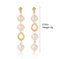 6.5cm long baroque pearl earrings with golden rings and rhinestone stud in a vertical drop - 1030402308 Long Beads