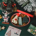 Christmas gift set with gnome candle, green pine tree, and pinecone in red box - Pointy Hat Santa/Mini Tree Combo