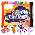 DIY craft kit with 900 pieces pipe cleaners in 20 vibrant colors for floral art making - Pipe Cleaners Set - Upgraded Edition