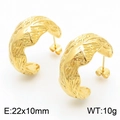 Pendientes dorados en forma de C estilo vintage francés con pliegues de 22x10mm - Estilo Plisado en Forma de C Dorado (KE112256-MZOZ)