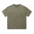 Army green vintage washed oversize 220g cotton T-shirt in heavy fabric flat lay - Army Green