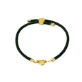 Detailed macro view of dark green braided rope bracelet with gold star charm and beads - Dark Green (Star)