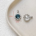 Macro detail of 18k gold plated silver pendant with blue crystal and white stones - 5# White Gold Navy Zirconia
