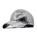 Reflektierende silberne Baseballkappe mit schwarzem Wabenmuster im futuristischen Stil - Verstellbar / Silber (JX-392422)