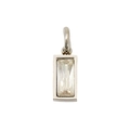 Silver rectangular birthstone pendant with clear emerald cut zircon inlay for DIY jewelry - April Steel (Clear Zirconia)