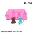 Moule en silicone rose avec quatre cloches et nœuds pour décorations de Noël en bougie - 5# (15-461) / Rose