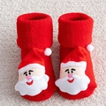 Chaussettes de Noël épaisses pour bébé en rouge festif avec décorations Père Noël 3D - Environ 0-1 An / Père Noël