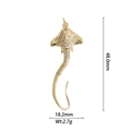 Detailed view of gold plated manta ray pendant showing 48.0mm height and 18.2mm width - DZY-2930