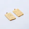 Macro detail of gold-plated stainless steel Taurus constellation rectangular pendant - Taurus