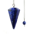 Pendolo in lapislazzuli naturale, ciondolo a prisma esagonale con collana a catena argento - Piccolo 21MMX14MM / Lapislazzuli