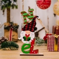 Décoration de Noël NOEL en bois avec gnome au bonnet à carreaux et boîte cadeau - Gnome Style Décoration de Lettre de Noël en Bois