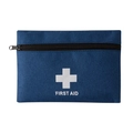 Compact navy blue first aid storage pouch with white cross logo and smooth zipper - Large Flat Style / Navy Blue