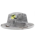 Chapeau en feutre gris avec graphismes de lune, chauves-souris et texte Happy Halloween - M (56-58cm) / Chauve-souris