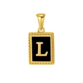 Gold stainless steel necklace featuring a black enamel rectangle pendant with letter L - Letter L