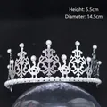Silver bridal crown with white pearls and hollow patterns, height 5.5cm, diameter 14.5cm - Iron Sheet Small Silver 002