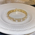 Elegant gold-plated triple-layer wrap bracelet with micro-paved sparkling zircons - Gold Rhinestone Three-row Wrap Style