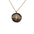 Collana con catena dorata e ciondolo in cristallo marrone sfaccettato con albero della vita - Bracciale in pietra occhio di tigre