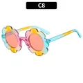 Kids gradient flower shaped sunglasses with yellow pink and blue round frames - Transparent Yellow Pink Blue Gradient Frame Pink Lens