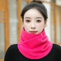 Rose red polar fleece neck warmer with snap button closure for winter protection - Double Button Neck Warmer - Rose Red (1pc)