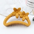 Matte ginger yellow hair claw clip with floral accents for elegant hair styling - Yellow