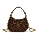 Mini crossbodytas met luipaardprint, leren handvat en gouden ketting voor kinderen - Luipaardprint