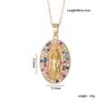 Collana con ciondolo ovale della Vergine Maria con zirconi multicolori dorati - Vergine Maria Ovale Zirconia Colorata (N. 2)