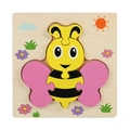 Wooden animal puzzle for kids featuring a yellow and black butterfly design on wood base - Snap Puzzle-Bee (卡扣JM-蜜蜂)