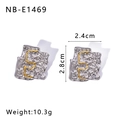 Two-tone geometric irregular earrings in silver and gold finish with 18K gold plating - Irregular Hammered Style (NB-E1469)