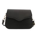 Bolso bandolera negro minimalista con diseño de ondas y hebilla de metal dorado fino - Negro