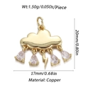 Golden cloud pendant with cubic zirconia rain drops and lightning charm in copper - Cloud & Lightning/Gold/Zirconia