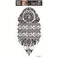 Waterproof Polynesian tribal totem tattoo sticker in black ink, model FF-157 - Black Vortex Totem (FF-157)