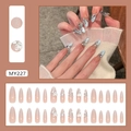 Blauw-roze gradiënt cat-eye plaknagels met hartvormige steentjes en glitterdecoratie - MY227 Witte Perzik Hart (Met Lijm)
