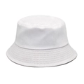Close-up of white cotton bucket hat featuring multi-row reinforced stitching on the brim - M(56-58cm) / White