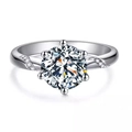 Classic silver ring with round moissanite in six-prong setting and twisted zircon band - 1 Carat [6mm] Ljz-64 / Adjustable Open