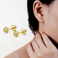 Minimalist s925 silver dumbbell stud earrings with a shiny gold-plated industrial finish - Barbell / White Gold