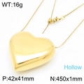 Collana con ciondolo a cuore 3D cavo in oro 18K con misure dettagliate del prodotto - Collana d'Oro (KN287392-KFC)