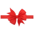 Detailed view of red grosgrain ribbon bow headband with high-quality ribbed texture - Red