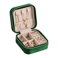 Forest green velvet jewelry box with internal storage for necklaces and rings - No Mirror / Dark Green